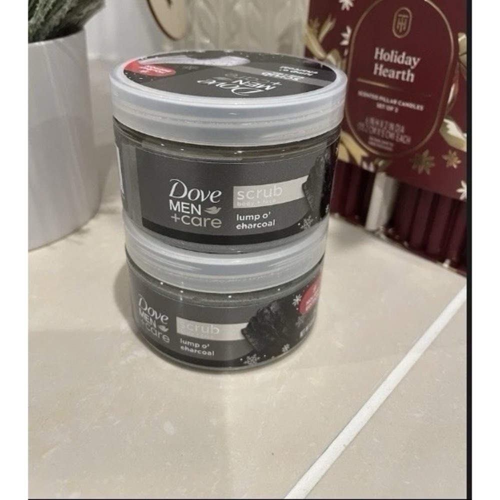 (2) Dove Men + Care Body & Face Scrub Holiday Limited Ed Lump O' Charcoal 3.5 oz